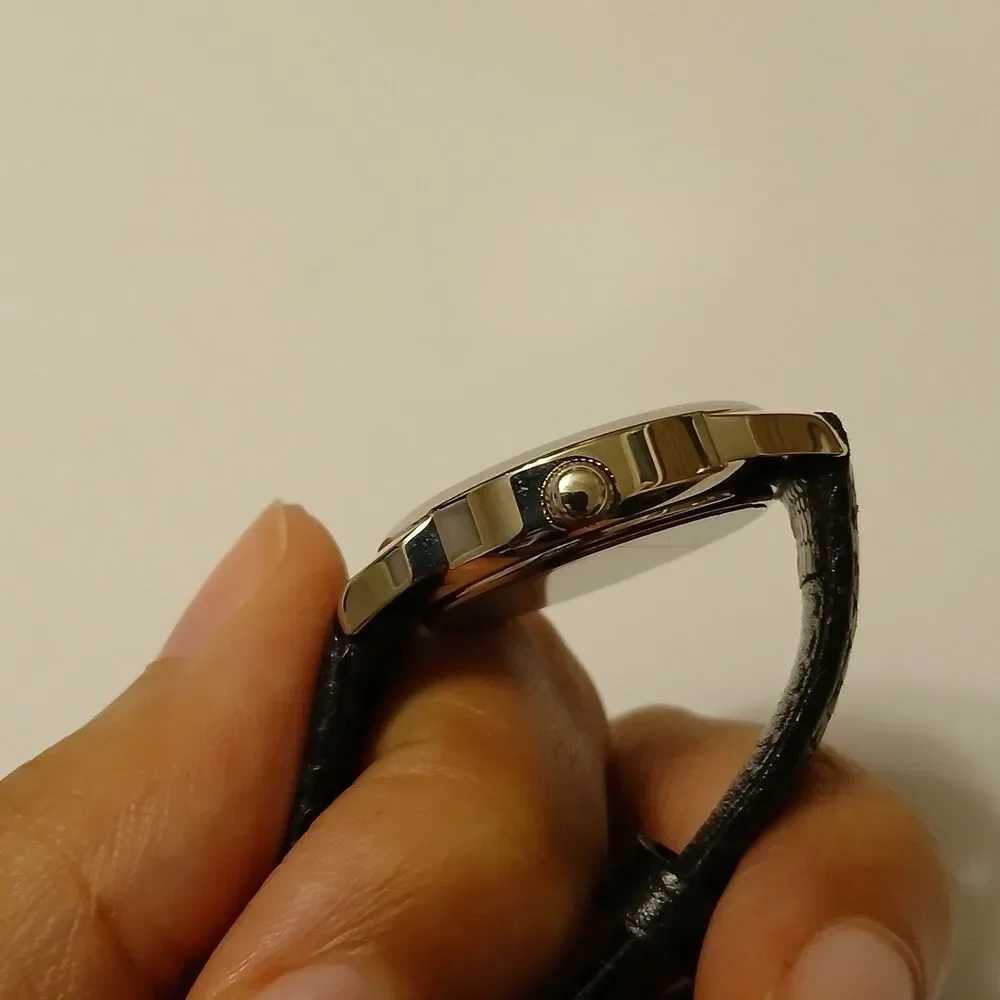 Gallaudet CSI Women's Silver Tone Dial Swiss Black Leather Band Watch WR 3ATM - Picture 9 of 12